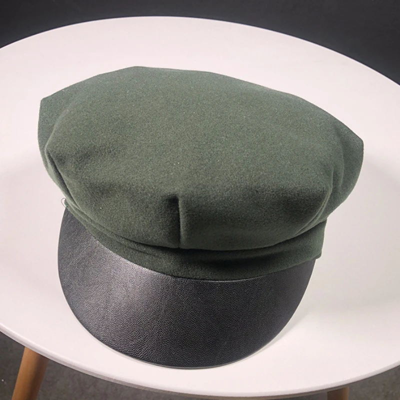 

HT1913 High Quality Newsboy Caps for Women Autumn Winter Hats Women Beret Cap Solid Plain Wool Felt Cap Ladies Army Military Cap