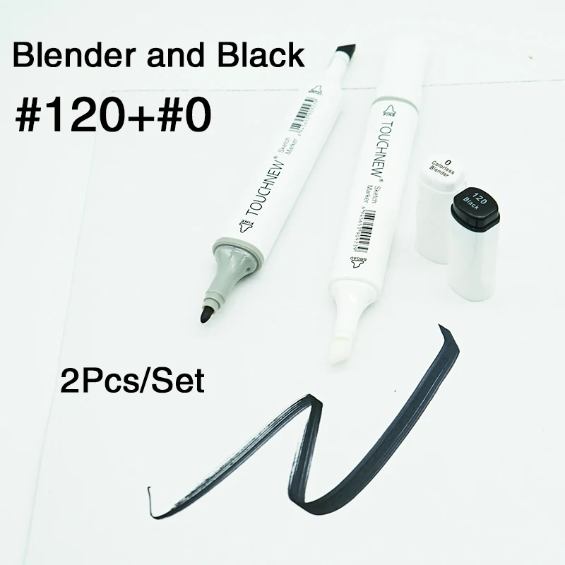 

TouchNew Dual Tip #120+0 Colorless Blender Black Marker Pen Alcohol Based Art Markers For Artist School Coloring Sketch Design