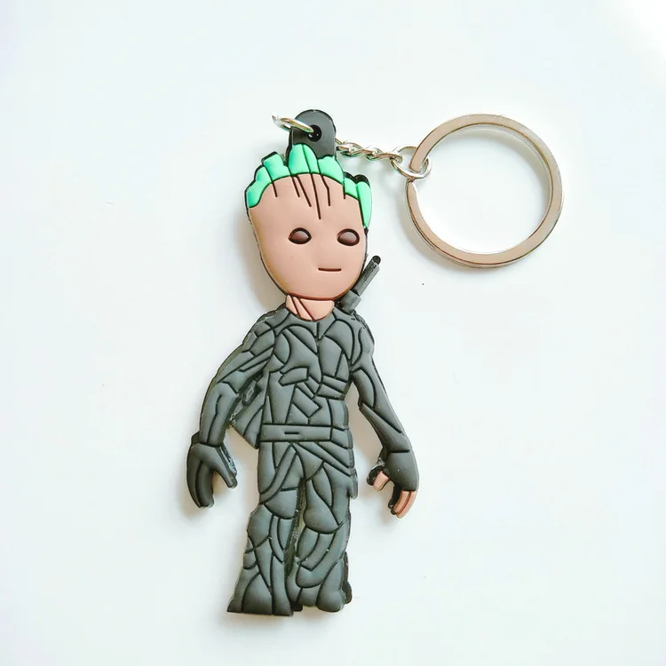 Avengers 3 infinito guerra Iron Man llavero PVC Groot Thanos spiderman moda divertida silicona para llaves colgante joyería Chaveiro