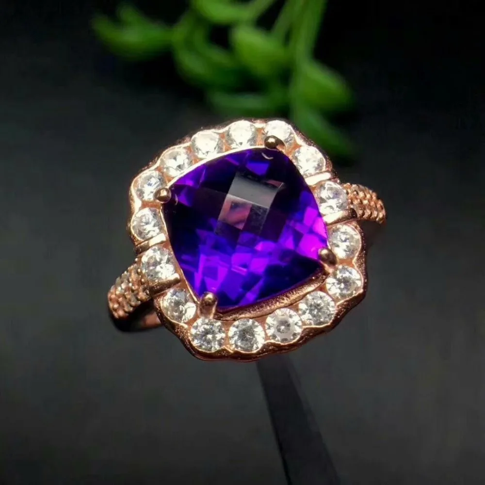 

shilovem 925 sterling silver piezoelectric amethyst Rings fine Jewelry women trendy party open classic gift new lpj080801agz