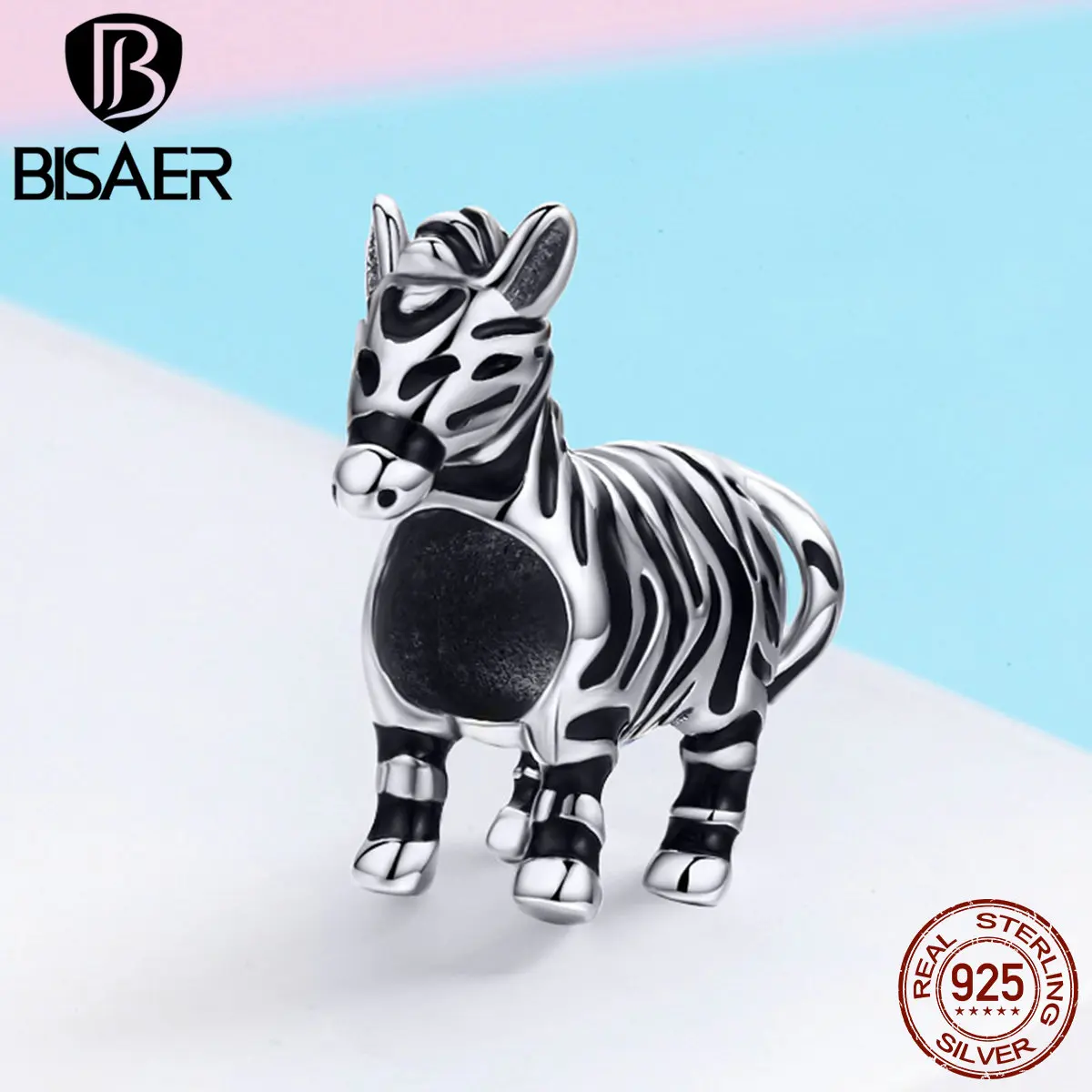 

Vintage 100% 925 Sterling Silver Tame Animal, Black & White Lovely Zebra Bead Fit Original Charms Bracelet Jewelry Making Gift