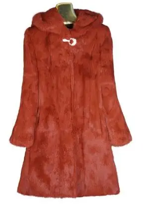 90 см длинного размера плюс S-8XL с капюшоном натуральный мех кролика пальто Верхняя одежда для женщин натуральный мех куртки Осень Зима Новая коллекция - Цвет: 6