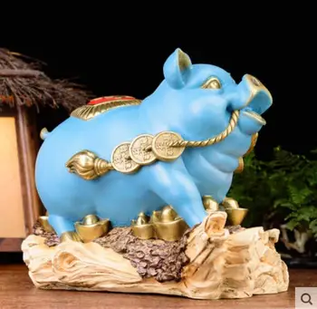 

brass copper mineral pigment home fengshui treasure wealth animal pig statue