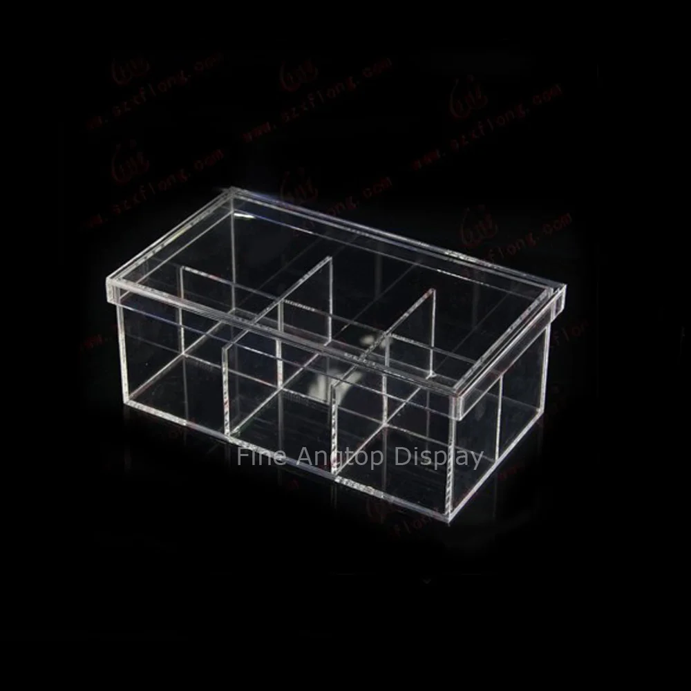 Clear Acrylic Rectangle Cosmetic Storage Box Jewelry Display Box 6 Grille With Lid clear acrylic jewelry box with 3 drawers velvet jewellery organizer for women earring holder rings case necklaces bracelets