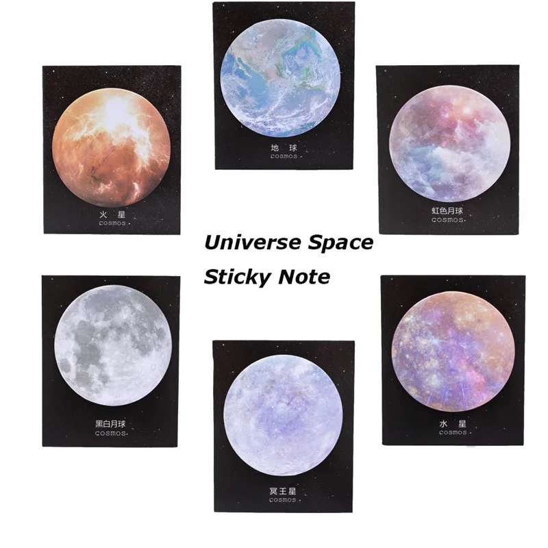 

1Pc 30 Sheets Creative Universe Earth Moon Mars Self-Adhesive Memo Pad Sticky Notes Stationery Bookmark School Office Supply