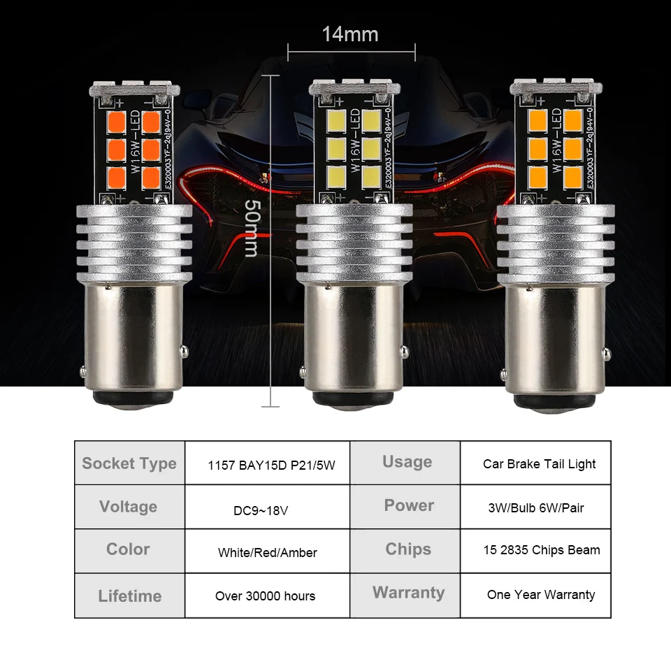 Anmingpu 2x сигнальные лампы 1157 светодиодный Bay15d P21/5 Вт 2835SMD 1156 BA15S P21W BAU15S PY21W