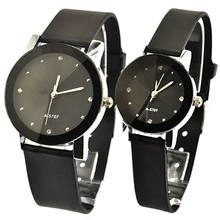 2015 hot Men’s Women’s Lover Couple Watches Faux Leather Oversize Round Dial Quartz WristWatches 2KAS 6T3X