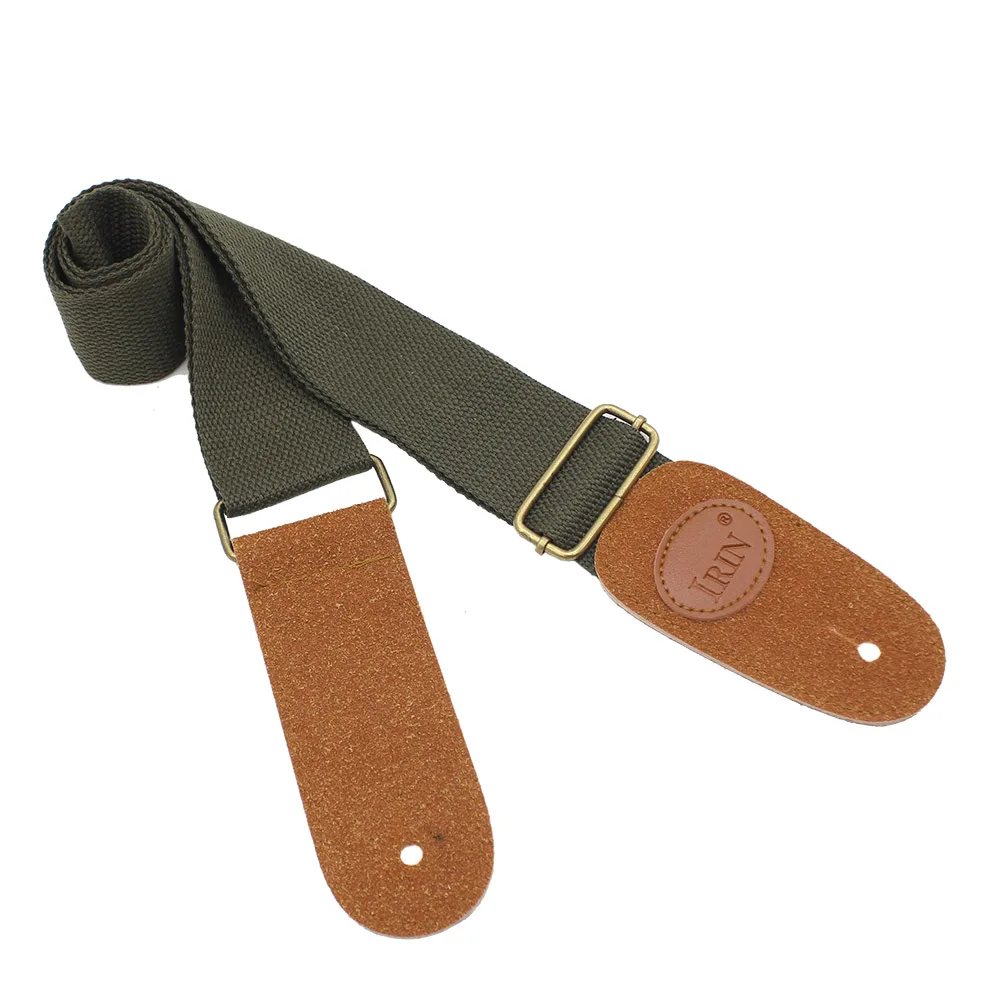IRIN Acoustic Guitar Strap Belt Woven Cotton Guitar Strap with Leather