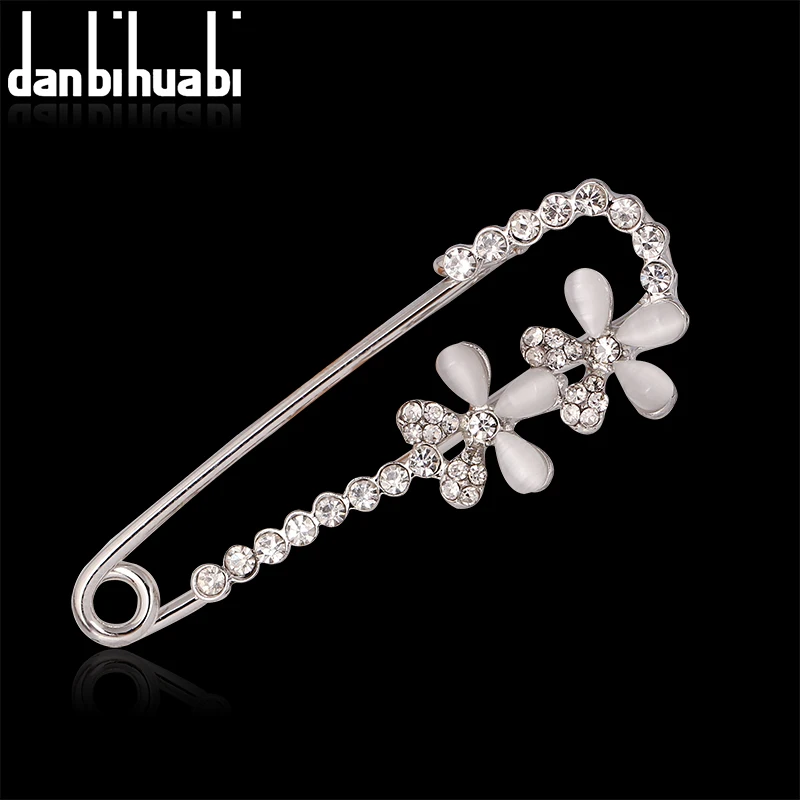 

Hijab Pins silver color Safety Pin Brooch Jewelry Fashion Luxury Rhinestone Men Brooches For Suit Scarves Corsage Sweater Collar