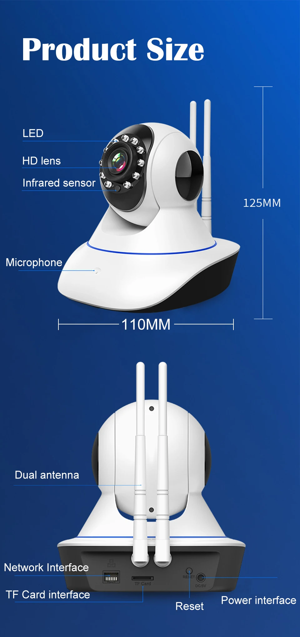 Беспроводная wi-fi-камера дистанционный монитор интеллектуальная сеть HD 1080P панорамирование ночного видения 360 Угол видео камера просмотр