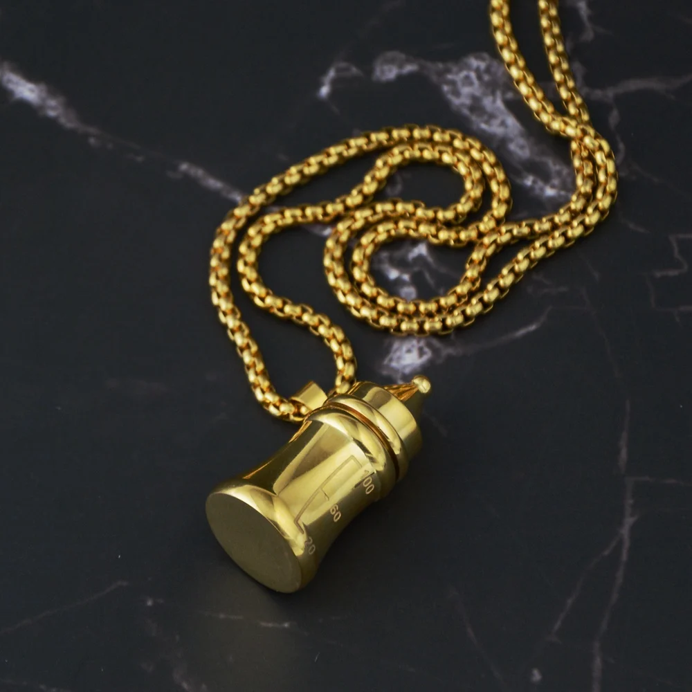 Goofan хип-хоп бутылочка для кормления Ожерелье Подвески высокое качество из нержавеющей стали модные украшения для мужчин и женщин подарок STN2553