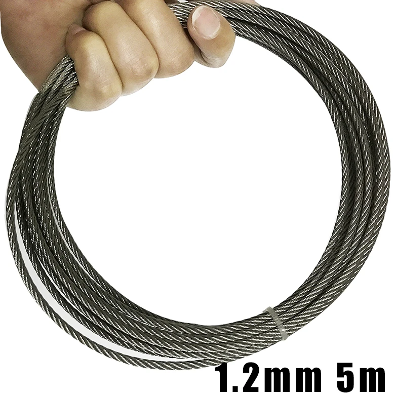 304 трос из нержавеющей стали подъемный кабель 5 м 7X7 структура 0,8 мм, 1 мм 1,5 мм 2,5 мм 3 мм Диаметр DIY Проволочный Трос металлические провода