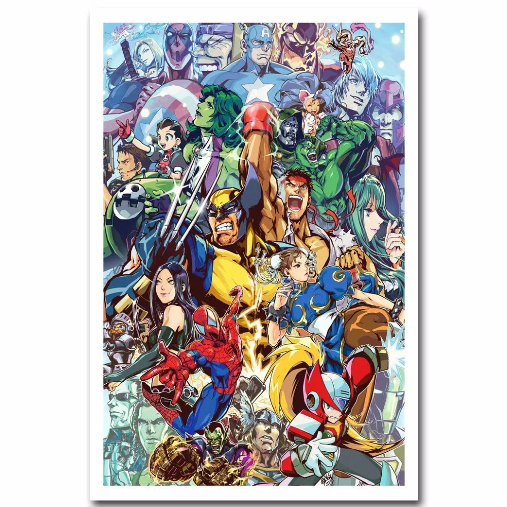 

J2985- Marvel vs Capcom 3 Hot Game Hulk Thor Wolverine Pop 14x21 24x36 Inches Silk Art Poster Top Fabric Print Home Wall Decor
