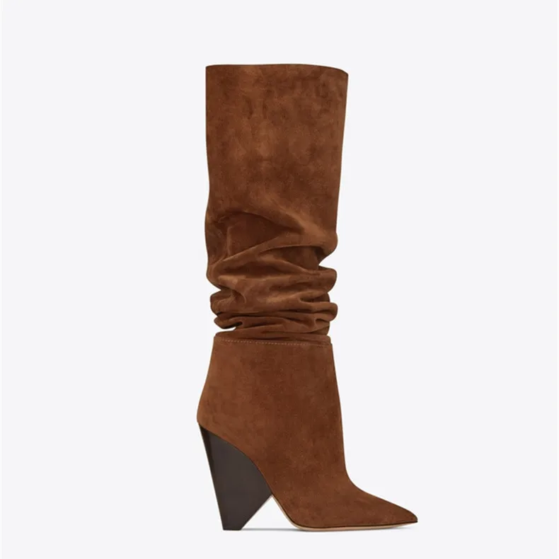 

2018 Intalian Fashion Spike Heel Boots Genuine Leather Simple Designer Classic Women Winter Boots