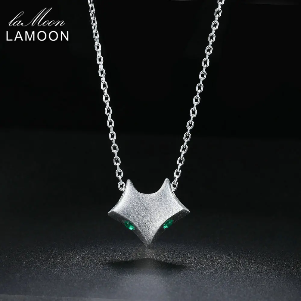 LAMOON 2018 новый зеленый CZ камень лиса S925 кулон Цепочки и ожерелья 925 великолепные