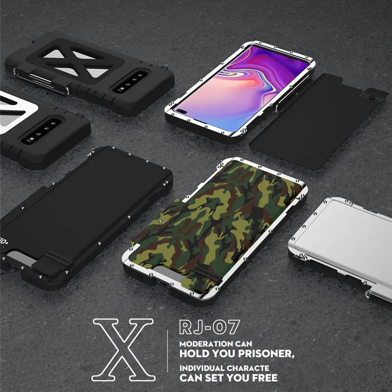 R-just всесторонняя защита металлический чехол для телефона samsung S10 S10+ сверхмощный Filp защитный чехол для S10 Plus с подставкой