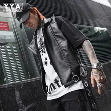 Весенне-летняя модная мужская куртка без рукавов из искусственной кожи, Приталенный жилет в стиле панк из искусственной кожи, мотоциклетный Байкерский мужской жилет