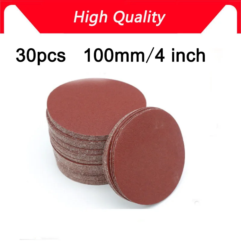 

High quality 30pcs 4 Inch 100mm Round Sandpaper Disk Sand Sheets Grit 40-2000 Hook and Loop Sanding Disc for Sander Grits NEW