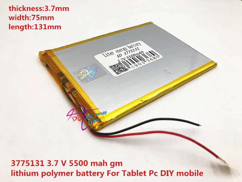 

3775131 3.7 V 5500 mah gm lithium polymer battery For Tablet Pc DIY mobile