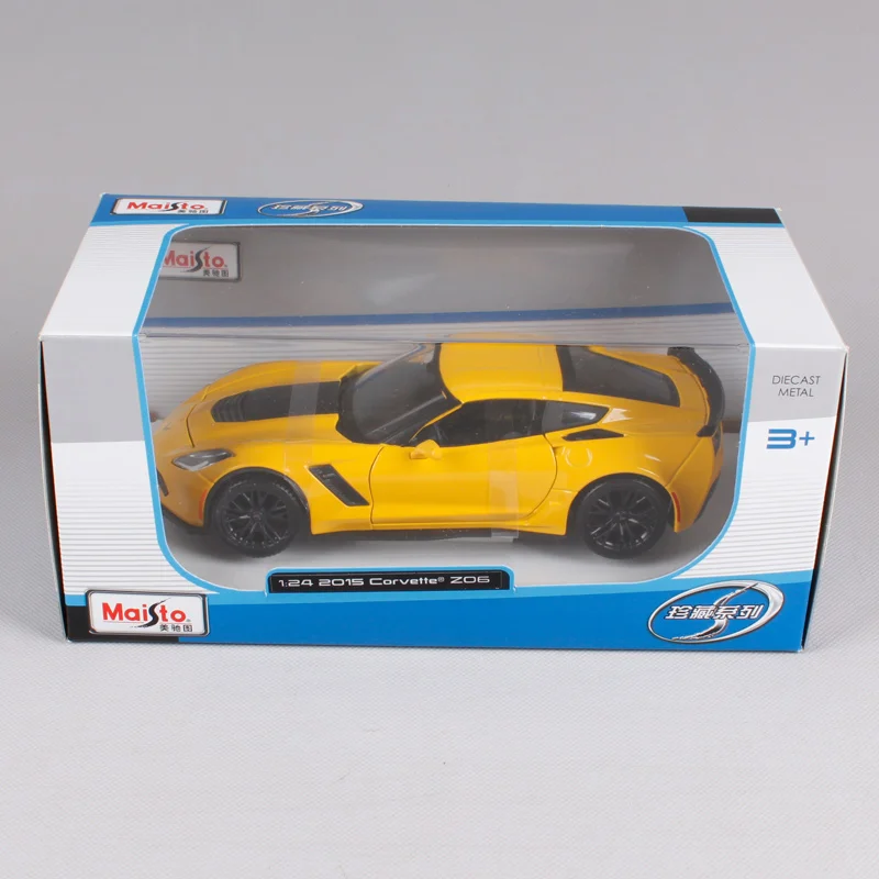 Maisto 1:24 2015 Corvette Z06 желтая синяя для автомобиля литья под давлением охлаждение