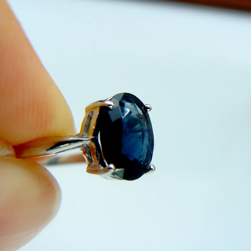 3 карата сапфировое кольцо большое кольцо GVBORI 925 Стерлинговое Серебро натуральный драгоценный камень роскошные кольца для женщин Свадебное синее кольцо хорошее ювелирное изделие