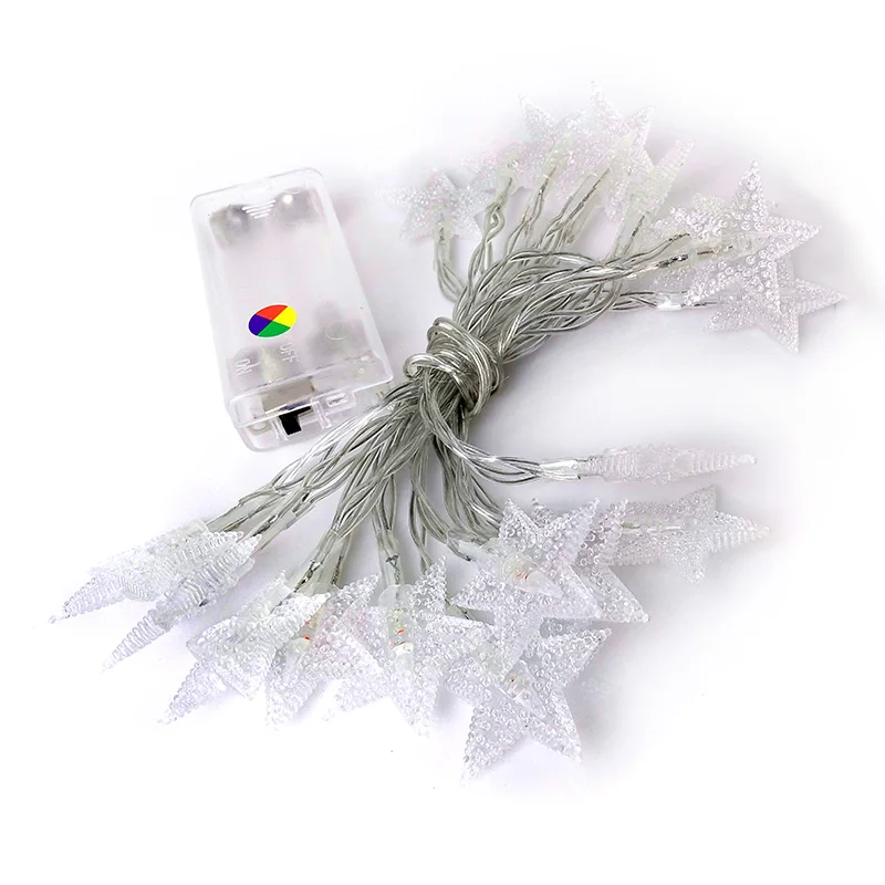 2/4/10m LED light string star shape battery power outdoor Christmas lights white warm white multicolor images - 6