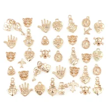 20 шт./лот, модный микс KC, золотой кулон, винтажное ожерелье с большим отверстием, браслеты, очаровательные подвески, ювелирные аксессуары