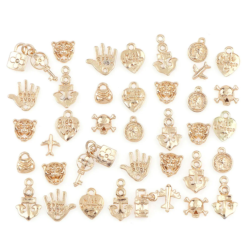 

20Pieces/lot Fashion Mix KC Gold Pendant Vintage Big Hole Loose Necklace Bracelets Charm Pendants Jewelry Accessories