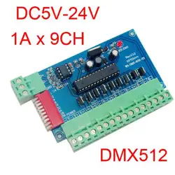 20 штук WS-DMX-9CH-BAN легко 9 канал DMX512 RGB контроллер 3 групп RGB 9CH DMX512 декодер DC5-24V вход каждого канала max 3A