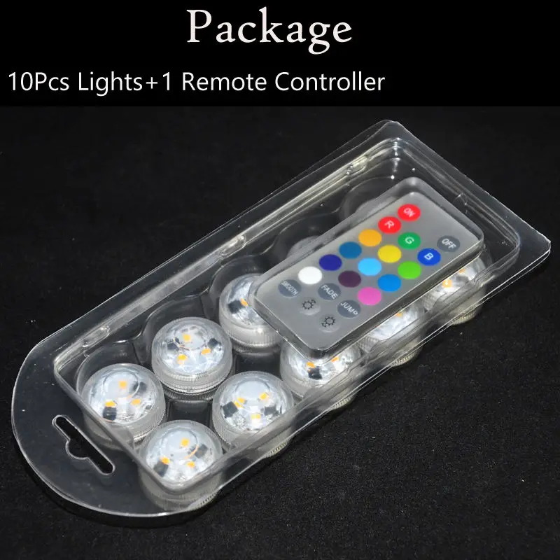 

10pieces/lot White,Warm White, RGB Multicolors Submersible Floralytes Battery Operated Waterproof Mini LED Tea Light with Remote