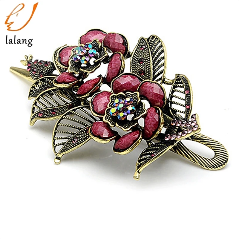 

New vintage sharp-necked rose flower hair hairpins clip beauty fashion tools jewelry for women