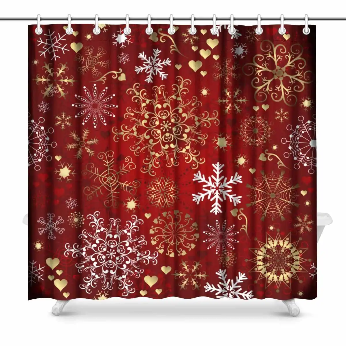 Aplysia Christmas Red Seamless Pattern With Gold And White