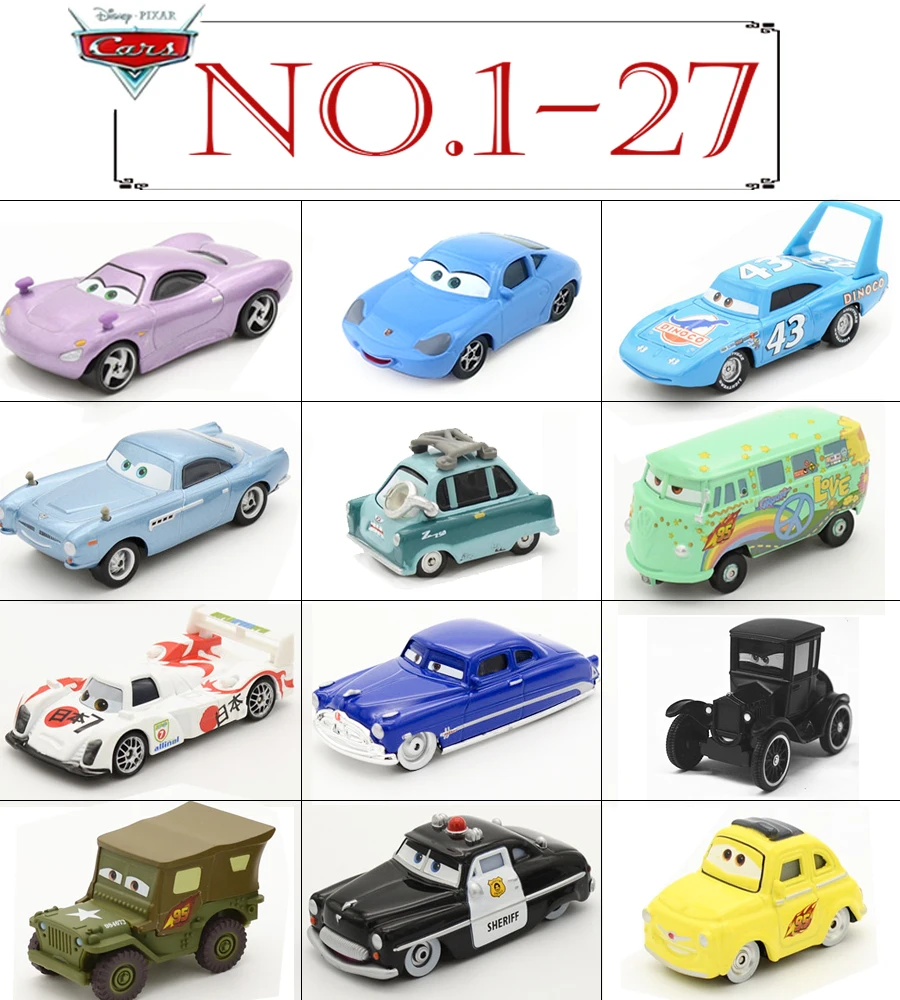 No.1-27 disney Pixar cars игрушки машинки модели автомобилей игрушки машинка oyuncak araba Автомобили Металлические Diecast Автомобили disney McQueen король ЧИК ХИКС