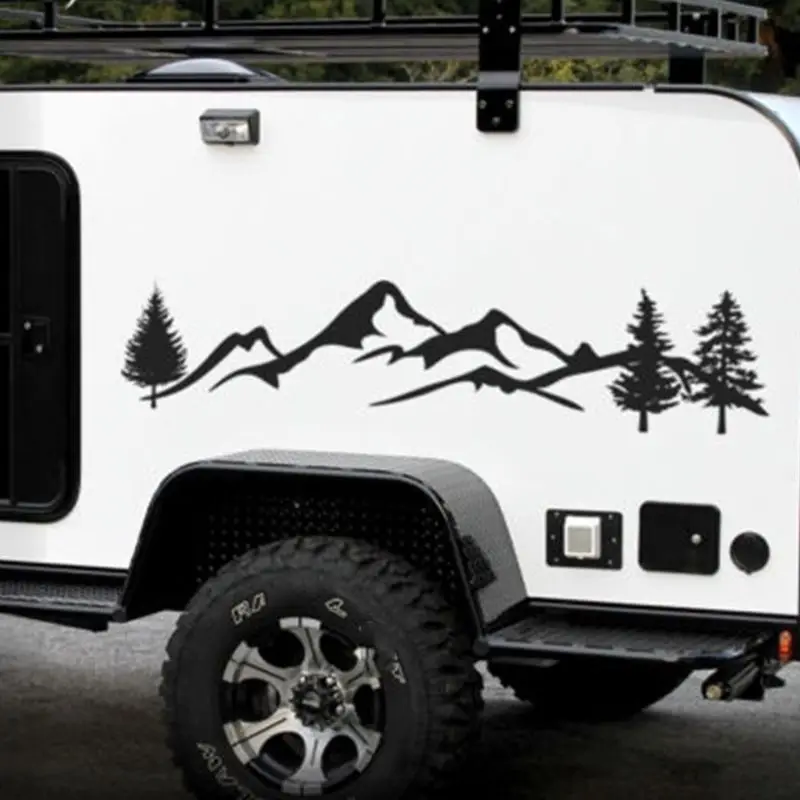 Для SUV RV Camper Offroad 1 шт. 100 см черный/белый декор для горного автомобиля с деревом Светоотражающая наклейка для автомобиля с лесом#401