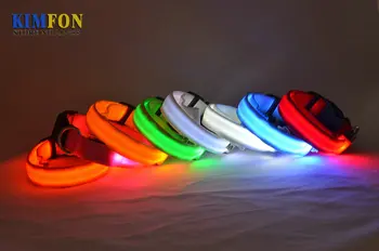 

50Pcs/Lot Pets Dog LED Lights Flash Night Safety Nylon Collar Adjustable S-XL