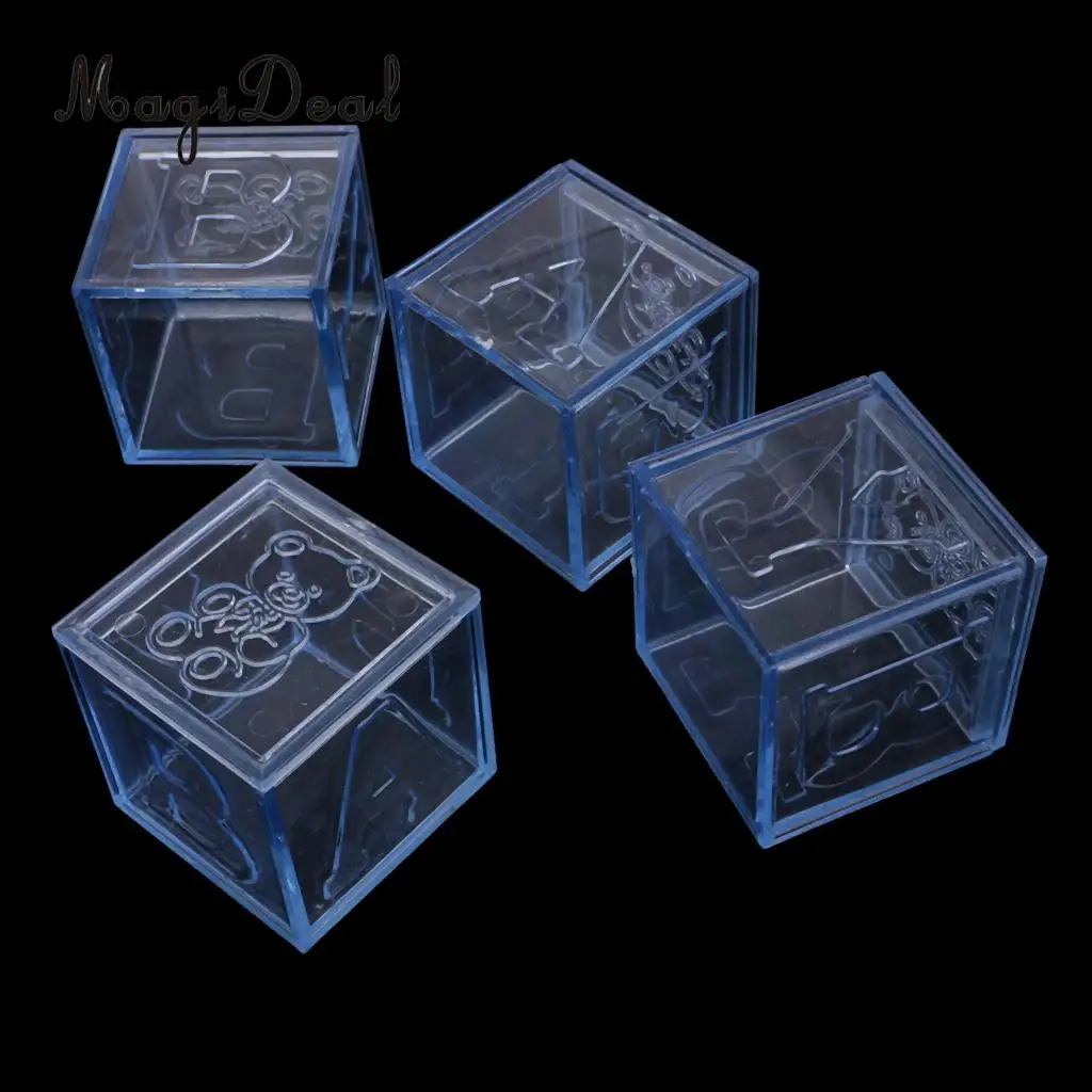 MagiDeal 12 Pieces Clear Bear Baby Square Chocolate Candy Gift Boxes for Baby Shower Birthday Christening Party 4.5cm/5cm