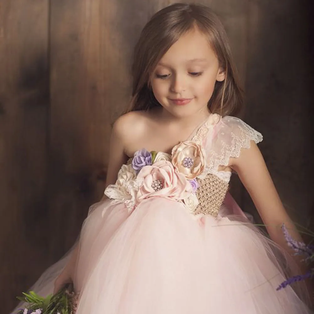 Lilacs Toddler Girl Christmas Tutu Dress Girls Frock Children Nova Ankle Length Lace One Shoulder Dress Kids Costume Princess 8T (8)