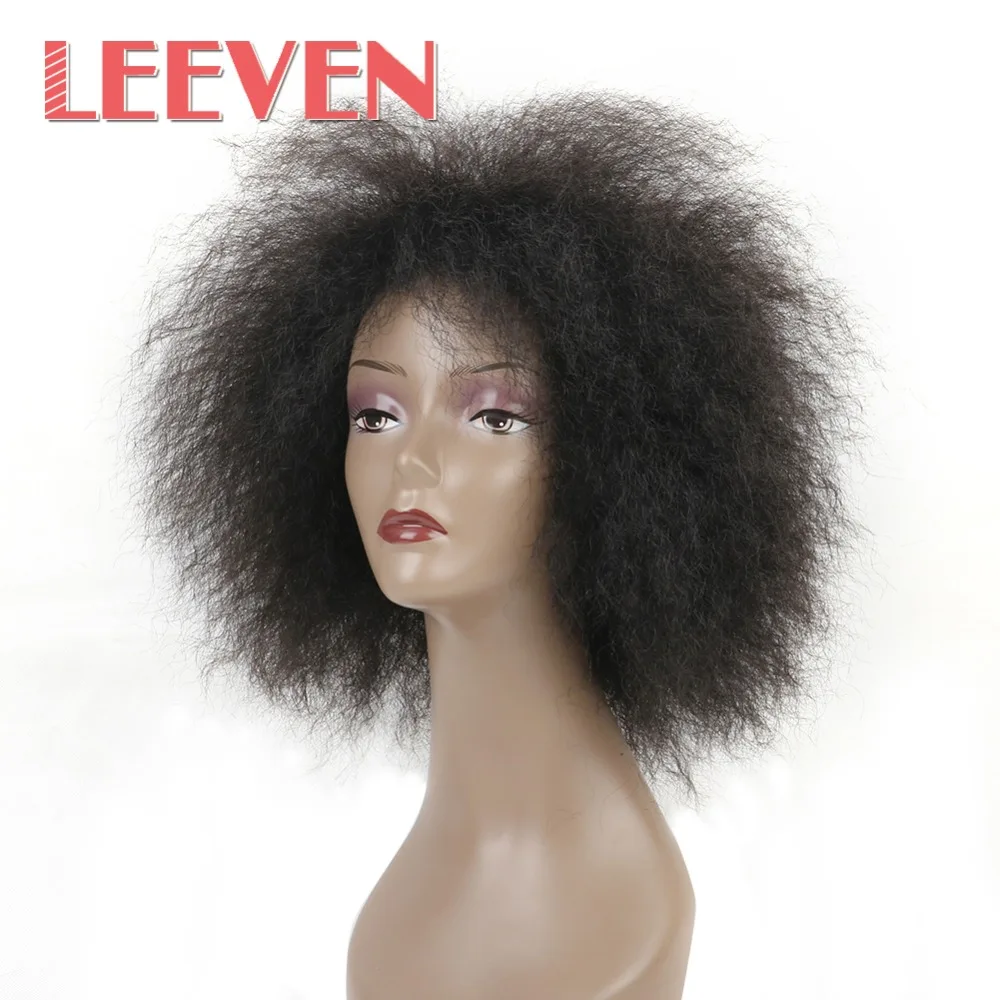 

Leeven Afro Kinky Straight Wig Synthetic Hair Extension Short Wigs For Black Women High Temperature Fiber 6inch 100g 8 colors