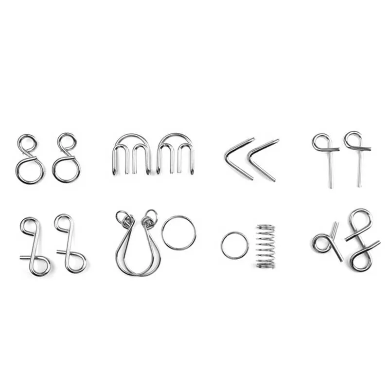 Hot Sell 8 pcs/set Classical Metal Ring Puzzles IQ Brain Teaser Test Toys Locks Educational Learning Gifts for Kids Adults FL