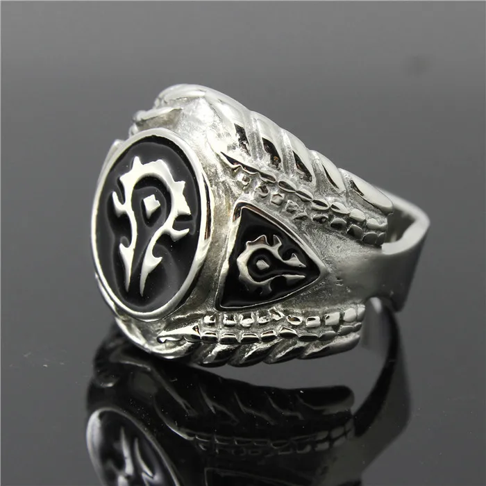 Mens Boys 316L Stainless Steel Cool Punk Gothic World of Warcraft WOW Alliance Ring Game 2