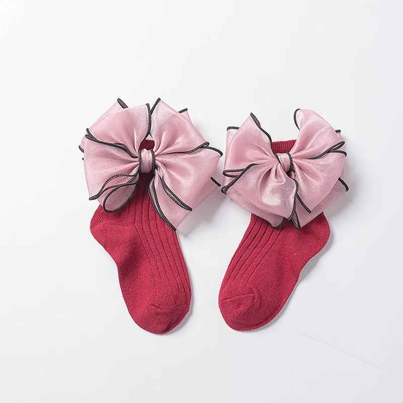 Милые носки с бантами носки принцессы с бусинами детские носки для девочек хлопковые новые высококачественные короткие носки для малышей 1 пара - Цвет: 6