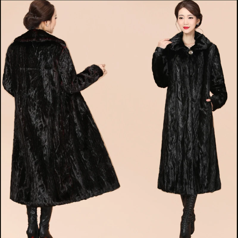Теплая норковая Меховая куртка, Свободная Женская Высококачественная Меховая куртка s, женская зимняя Роскошная куртка, длинное утолщенное меховое пальто, большие SizeM-5XL