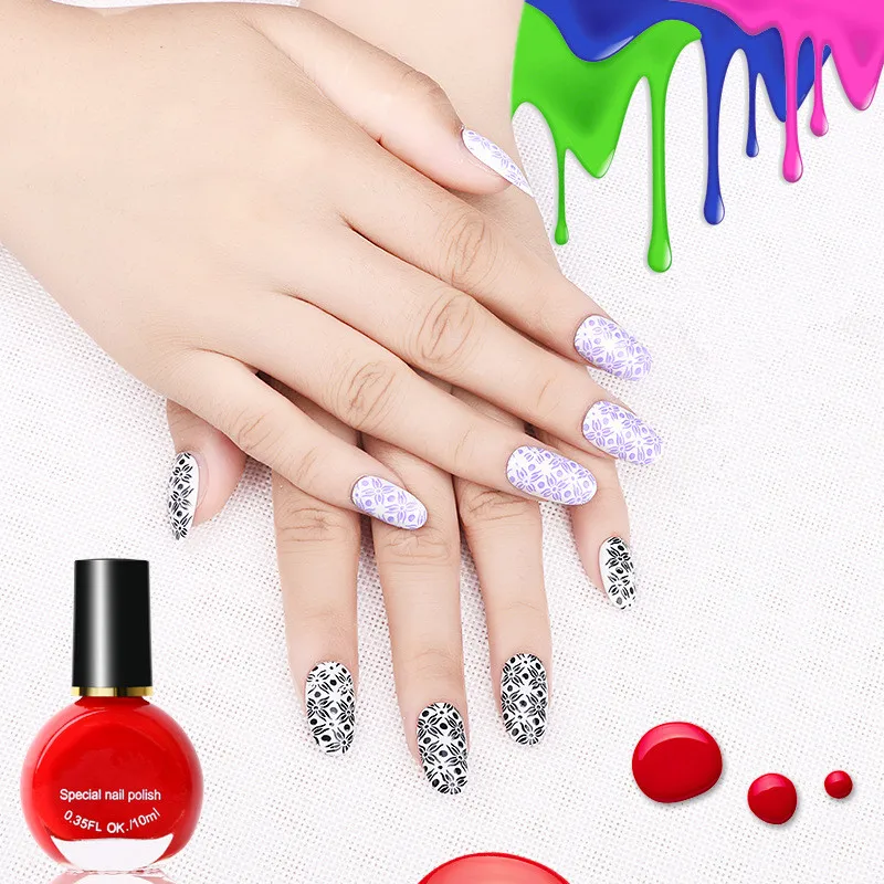 

Pure Color Nail Art Stamping Gel Drwing Painting Gel Polish Green Blue Nail Art Plate Stamp Oil Colorful Printing Polish 10ML