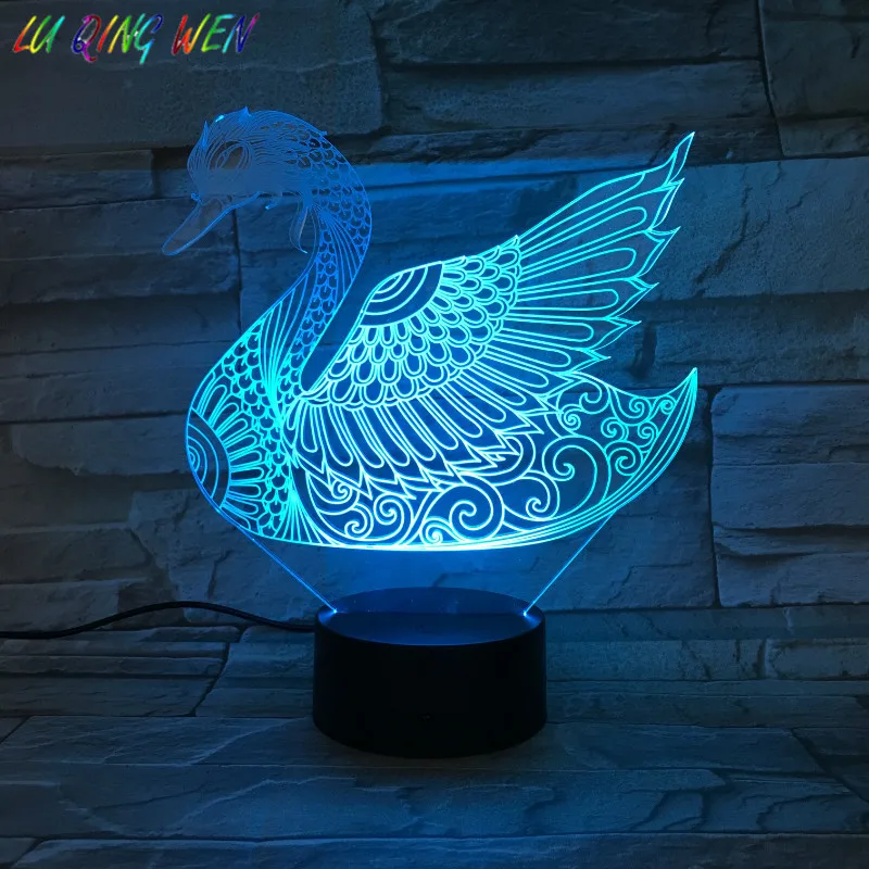 

Swan 3d Led Night Light with Sensor Baby Present Color Changing Decoration Bedroom Atmosphere Nightlight Bedside Table Lamp Swan