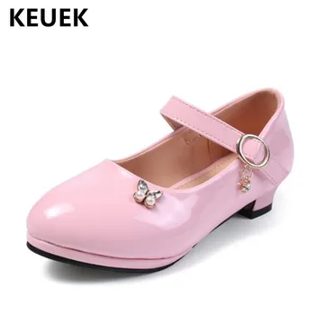 

New Children High-heeled Dance Shoes Princess Girls Patent Leather Spring Baby Mary Jane Toddler Kids Leather Shoes 03