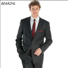 Деловые костюмы мужские темно-серый костюм на заказ смокинг Классический костюм свадебное элегантное платье