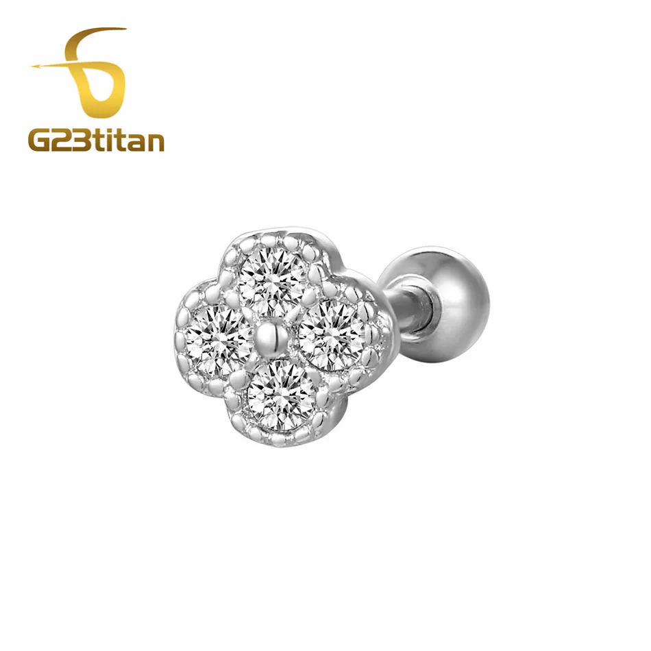 G23titan женские серьги золото кристалл ушной хрящ спираль Лабрет пирсинг хирургический титановый штанга бижутерия для тела - Окраска металла: Ear Tragus