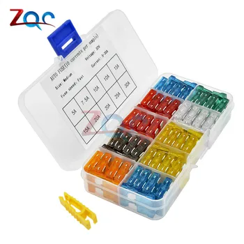 

100PCS Medium Size Car Fuses 5A 7.5A 10A 15A 20A 25A 30A Amp with Box Clip Assortment Auto Blade Type Fuse Set Truck Zinc Alloy