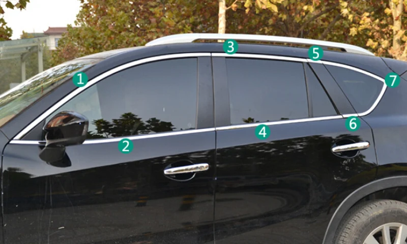 

For Mazda CX-5 CX5 2013 2014 2015 Car styling Exterior Stainless Full Window Trims Without Pillar Cover Trim 14pcs