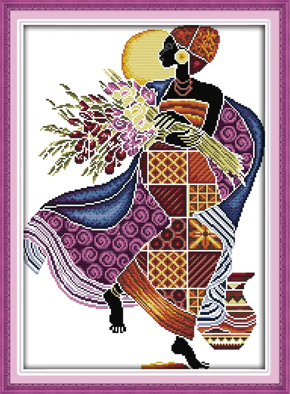 

"The Scenery of Africa(2)(orange )" cross stitch kit people 18ct 14ct 11ct count print canvas stitches embroidery DIY handmade